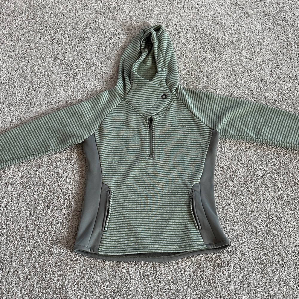 Avalanche Green and Gray Striped Hoodie